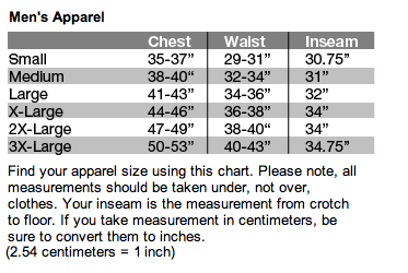 Adidas apparel sizing from the experts at